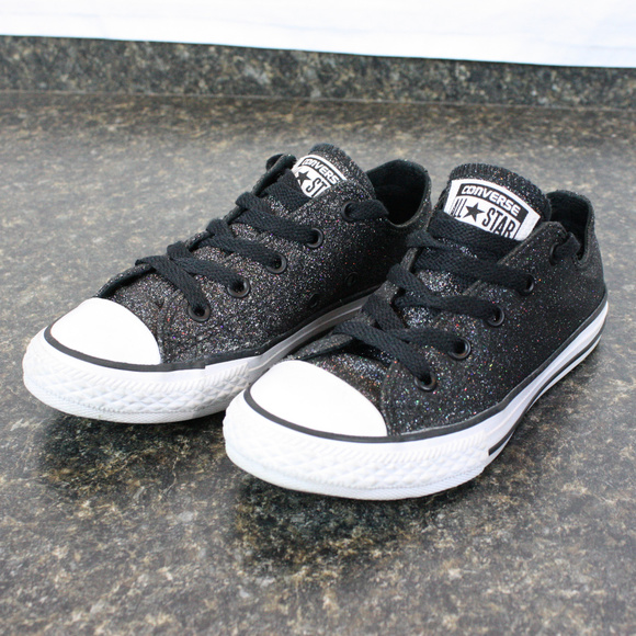 converse black glitter low tops